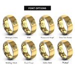 font options for inside engraving on gold & grey snake rings