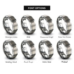 font options for inside engraving on grey snake rings