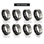 font options for inside engraving on black & grey snake spiral rings