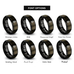 font options for inside engraving on gunmetal & black snake spiral rings