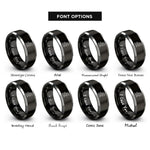 font options for inside engraving on black & silver snake zigzag rings