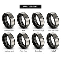 font options for inside engraving on black & silver snake zigzag rings