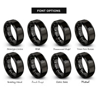 font options for inside engraving on black snake zigzag rings