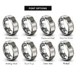 font options for inside engraving on silver snake zigzag rings