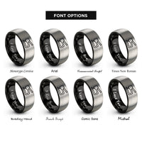 font options for inside engraving on black & grey snap setter rings