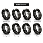 font options for inside engraving on black & gray snap setter rings
