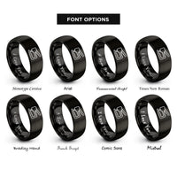 font options for inside engraving on black snap setter rings