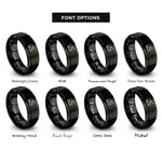 font options for inside engraving on black snap setter rings