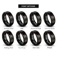 font options for inside engraving on black snap setter rings