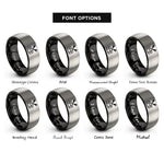 font options for inside engraving on black & gray snare brushes rings