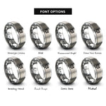 font options for inside engraving on gray snare drum rings