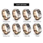 font options for inside engraving on rose gold & gray snare drum rings