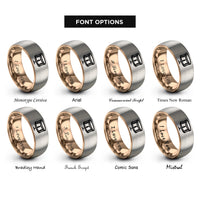 font options for inside engraving on rose gold & gray snare drum rings