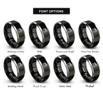 font options for inside engraving on black & grey snare drumsticks rings
