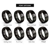 font options for inside engraving on black snare drumsticks rings