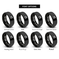 font options for inside engraving on black snare drumsticks rings