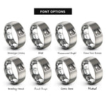 font options for inside engraving on gray snare drumsticks rings