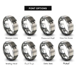 font options for inside engraving on gray snare drumsticks rings