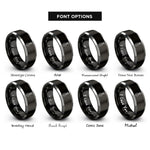 font options for inside engraving on black & grey snare wire loop rings