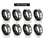 font options for inside engraving on black & grey snare wire loop rings