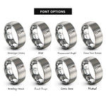 font options for inside engraving on gray snare wire loop rings
