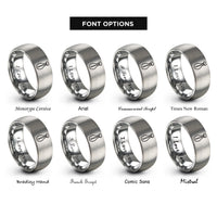 font options for inside engraving on gray snare wire loop rings