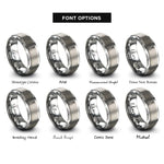 font options for inside engraving on grey snare wire loop rings