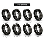 font options for inside engraving on black & gray snatch block pulley rings