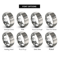 font options for inside engraving on silver snatch block pulley rings