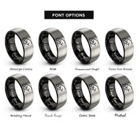 font options for inside engraving on black & gray sniffing dog rings