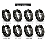 font options for inside engraving on black & gray sniper crosshairs star rings