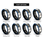 font options for inside engraving on black & blue & gray sniper shield rings