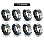 font options for inside engraving on black & blue & gray snorkeler rings