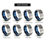 font options for inside engraving on blue & silver snorkeler rings
