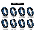 font options for inside engraving on blue & silver snorkeler rings