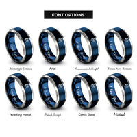 font options for inside engraving on blue & silver snorkeler rings