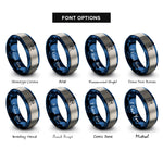 font options for inside engraving on blue & silver snorkeler rings