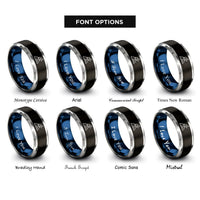 font options for inside engraving on black & blue & gray snow capped peak rings