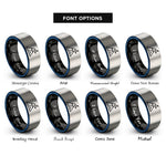 font options for inside engraving on black & blue & silver snow capped peak rings