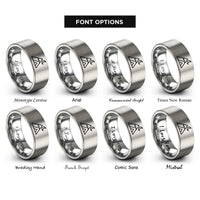 font options for inside engraving on gray snow capped peak rings