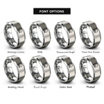 font options for inside engraving on grey snow cloud snowflakes rings