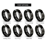 font options for inside engraving on black & gray snow cone rings