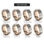 font options for inside engraving on rose gold & grey snow cone rings