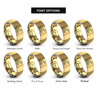 font options for inside engraving on gold & silver snow leopard rings