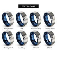 font options for inside engraving on blue & silver snowboard bindings rings