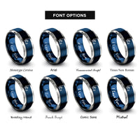 font options for inside engraving on blue & grey snowboard bindings rings