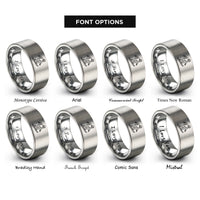 font options for inside engraving on grey snowboarder carving rings