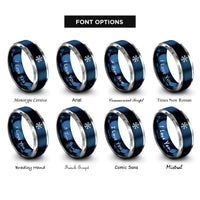 font options for inside engraving on blue & gray snowflake rings