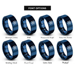font options for inside engraving on blue snowflake rings