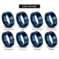 font options for inside engraving on blue snowflake rings